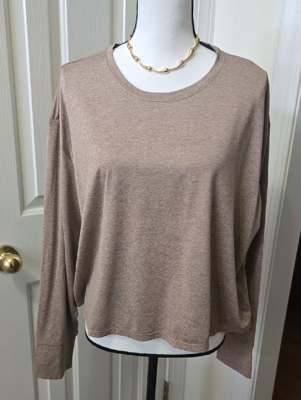 XERSION BRAND WOMEN'S PLUS SIZE LIGHT BROWN HEATHER LONG SLEEVES TEE-SHIRT SIZE